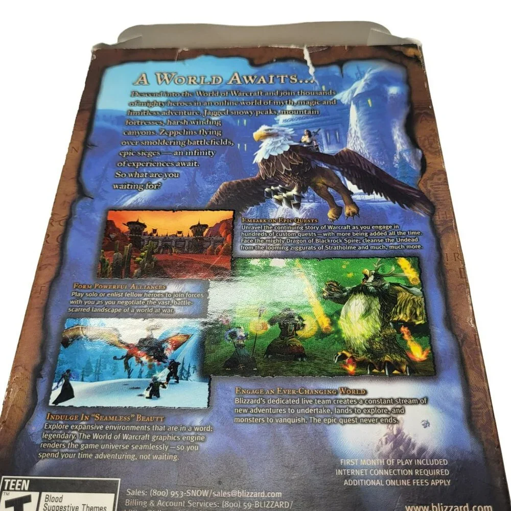 World of Warcraft Original Box PC Windows Mac Game Blizzard 2004 5 Discs